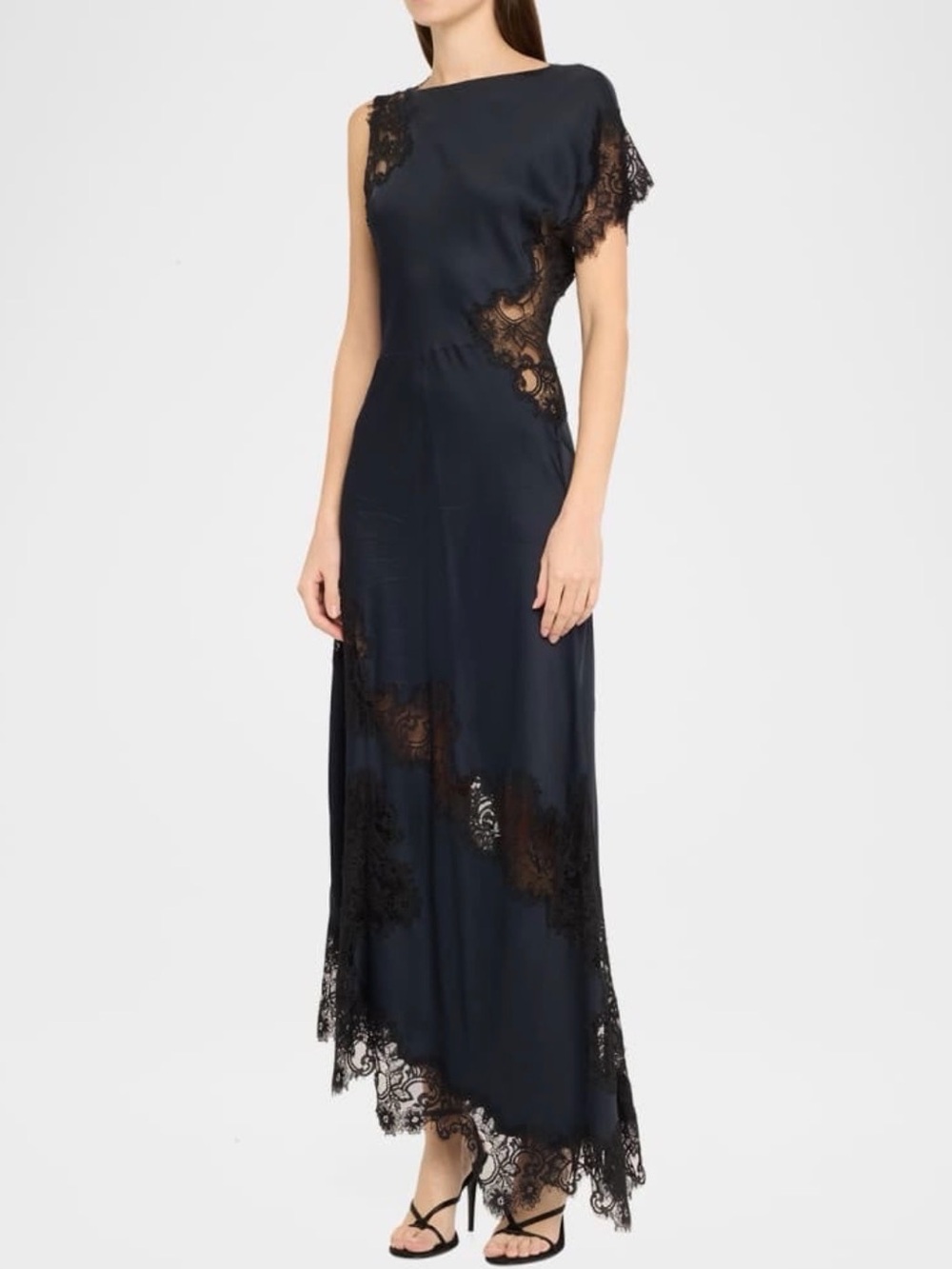 Last chance A.L.C. Alessia Textured Satin And Lace Maxi Dress - Picture 3 of 15